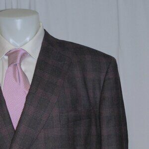 Brooks Brothers Custom Made Current Gray Plaid Double Breasted Suit 48R